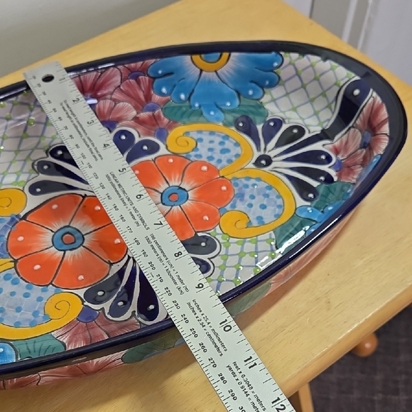 Talavara Mexican Pottery Floral Ceramic Oval Platter/Dish 0476 - Picture 6 of 7